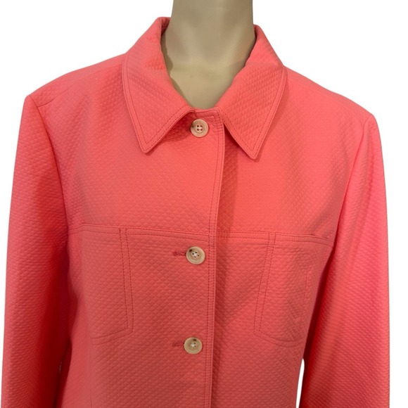 VTG Bernard Zins France Blazer Womens Sz 16 Cotton Lined Jacket Orange Coral EUC - Picture 4 of 12